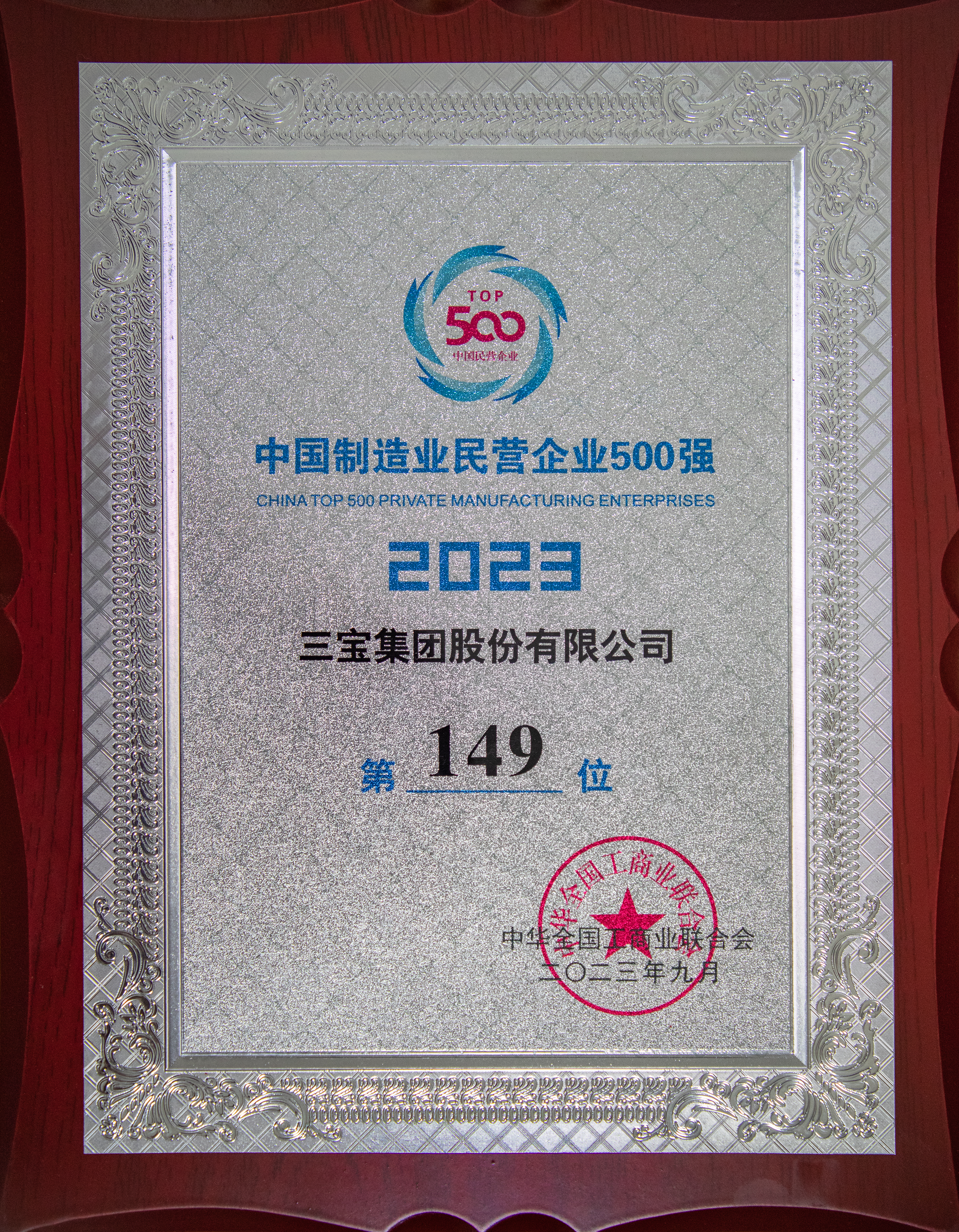 中國(guó)制造業(yè)民營(yíng)企業(yè)500強(qiáng)258位
